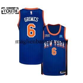 Maglia NBA New York Knicks Grimes 6 2023-2024 Nike City Edition Blu Swingman - Bambino